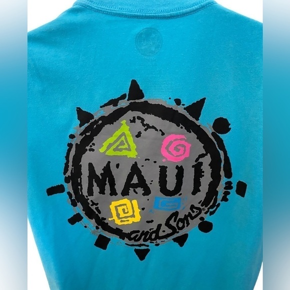 Maui & SONS Surf Logo Turquoise Tee Shirt Men M Medium - Picture 4 of 6